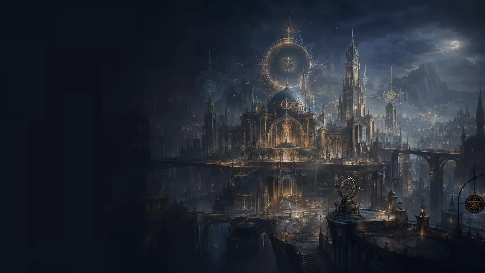 Vista panorámica de Noveris, ciudad fantástica de Samuel entre mundos