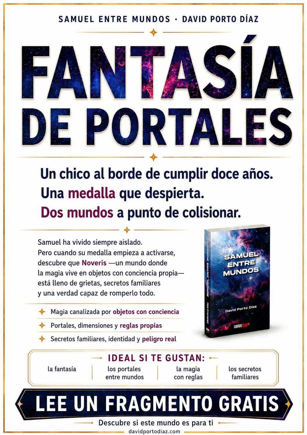 Póster de la firma de Samuel entre mundos en la Feria del Libro de Aranjuez