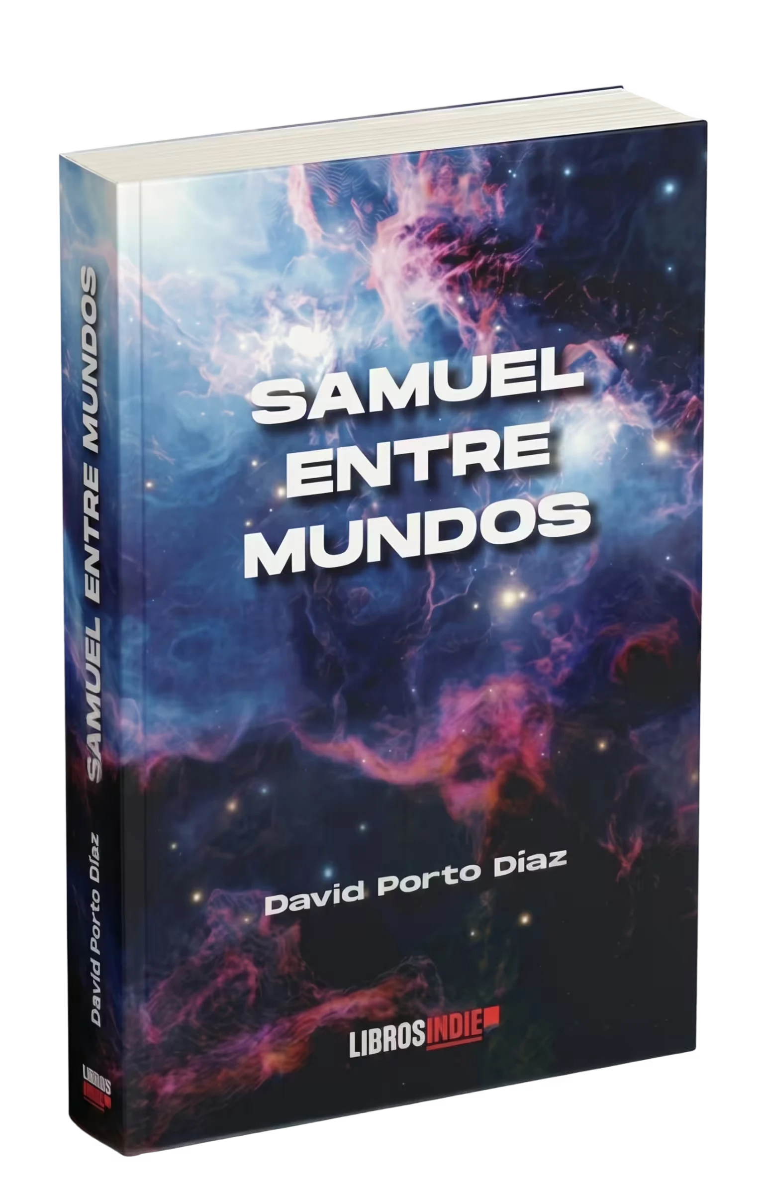 Atmósfera de Noveris en la portada de Samuel entre mundos, con la medalla de Samuel como umbral hacia portales mágicos